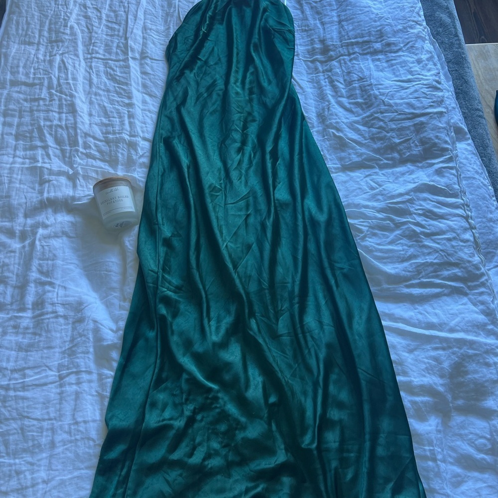 Love in your life emerald green satin halter maxi dress - Snag at Hem - Picture 5 of 6